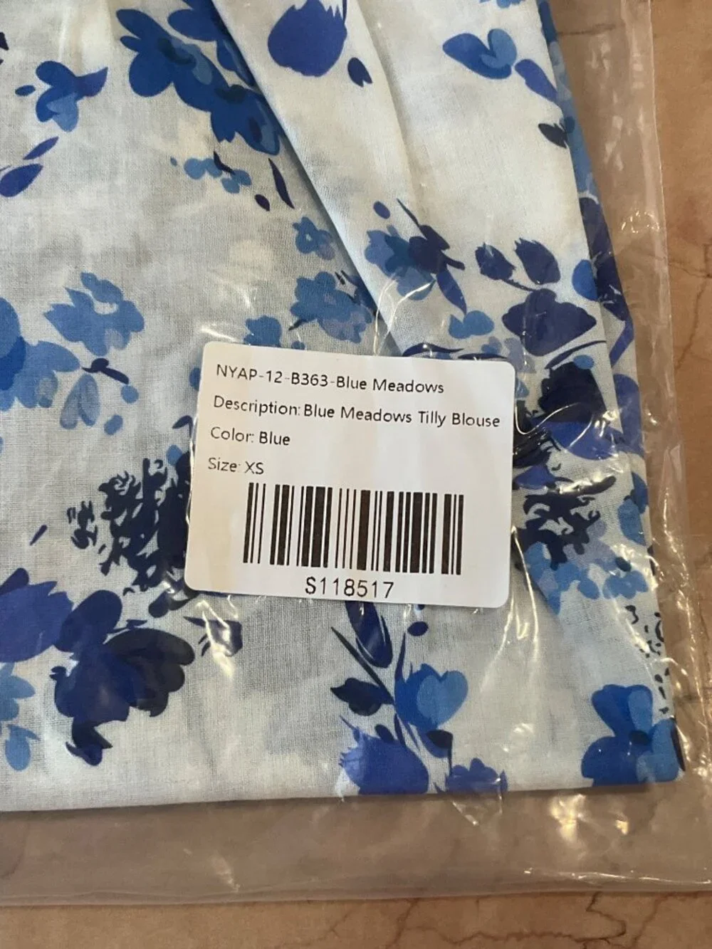 Tuckernuck Tilly Blouse in Bluebell Meadow XSmall New Womens Boho Floral Top